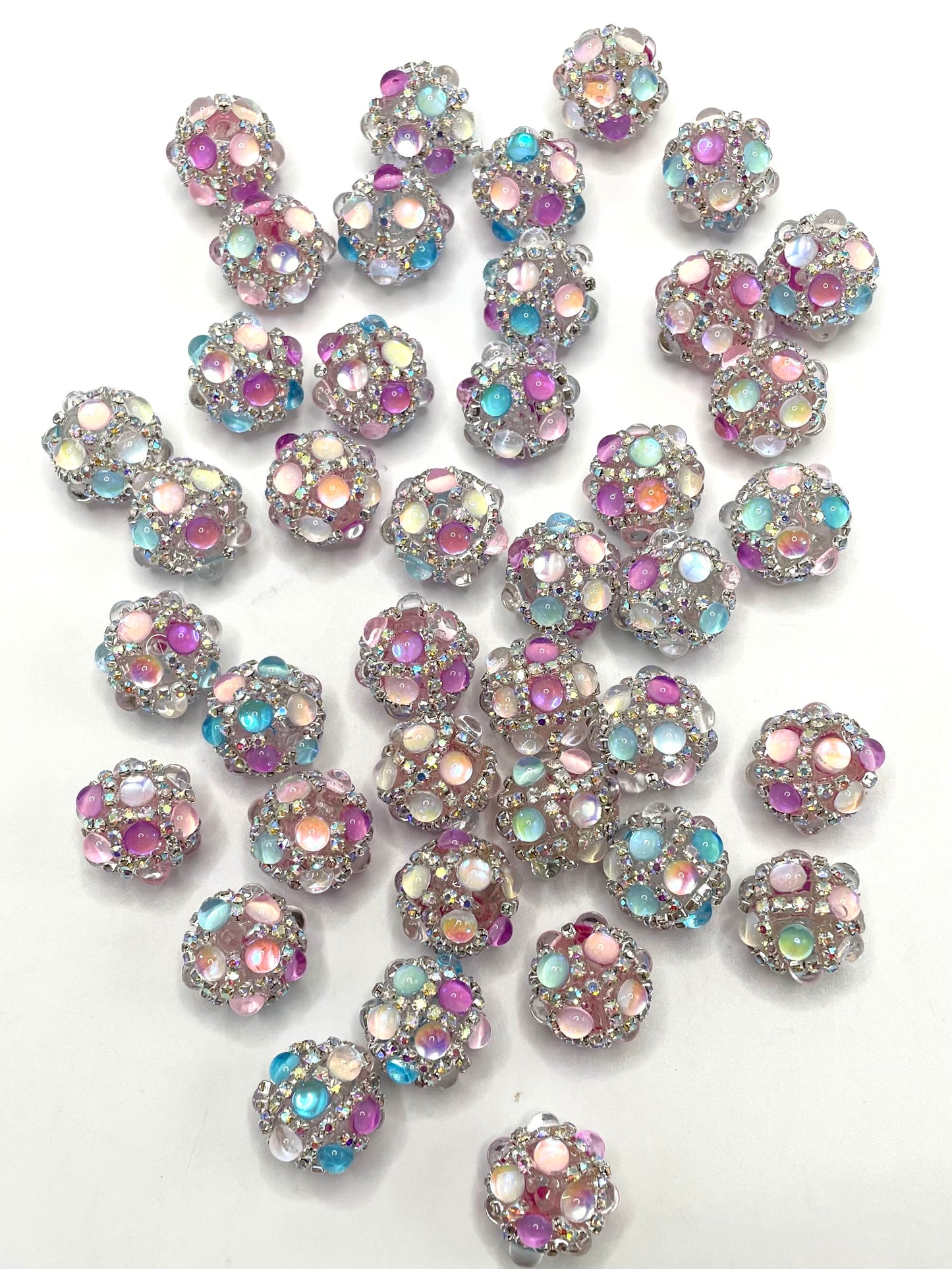 Bubble Jewelry Bead Colorful Rhinestone Chain Acrylic Beads,Random Mix,18mm Fancy-32