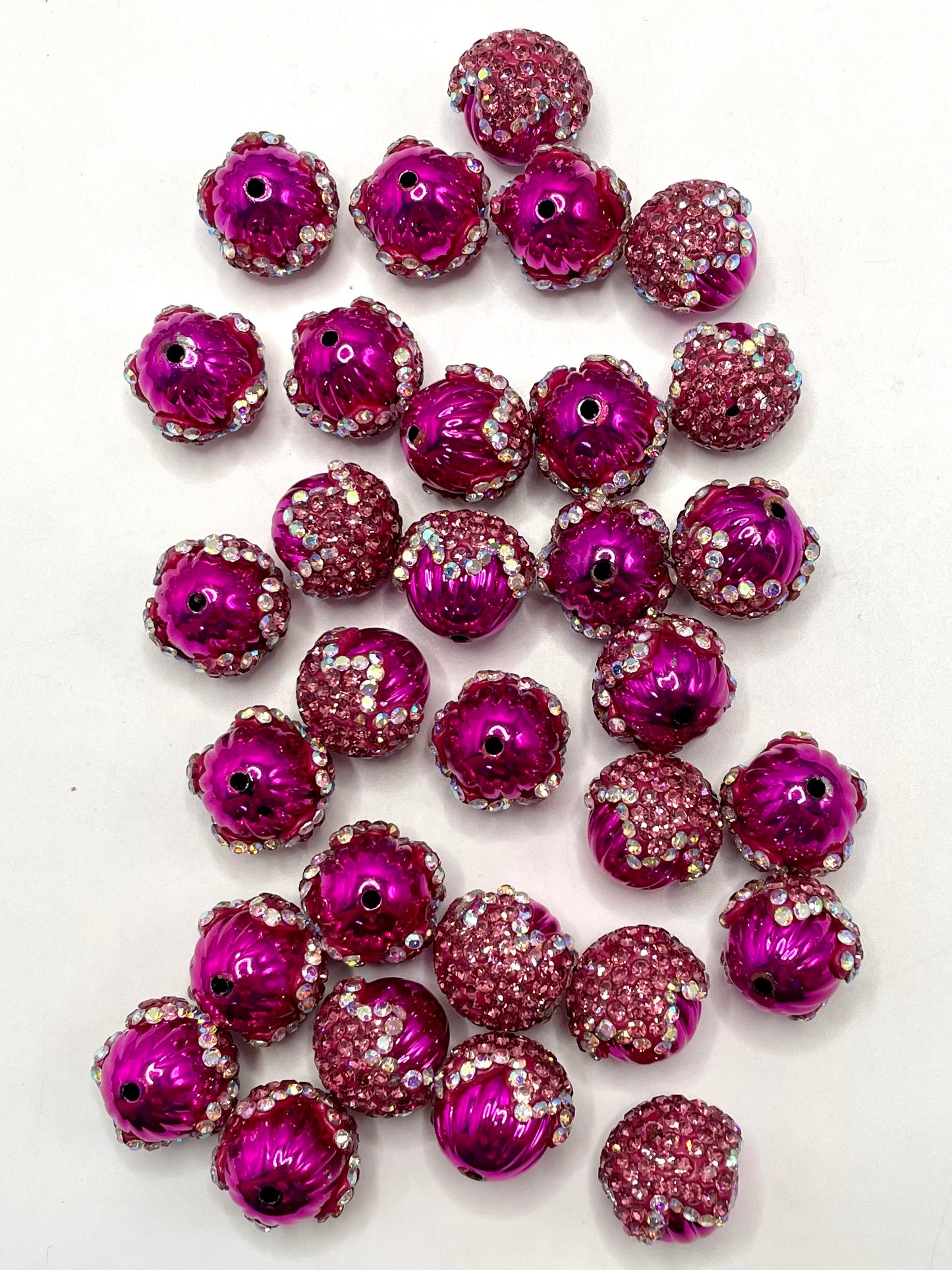 Pumpkin Bead AB Rhinestone Shiny Solid Drip Fancy  With Acrylic Acorn Beads,Random Mix,19mm