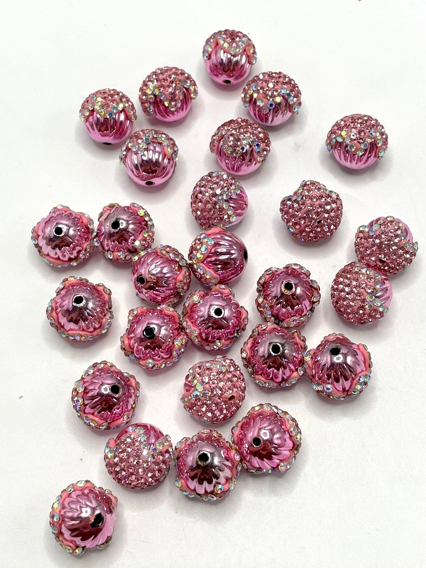 Pumpkin Bead AB Rhinestone Shiny Solid Drip Fancy  With Acrylic Acorn Beads,Random Mix,19mm