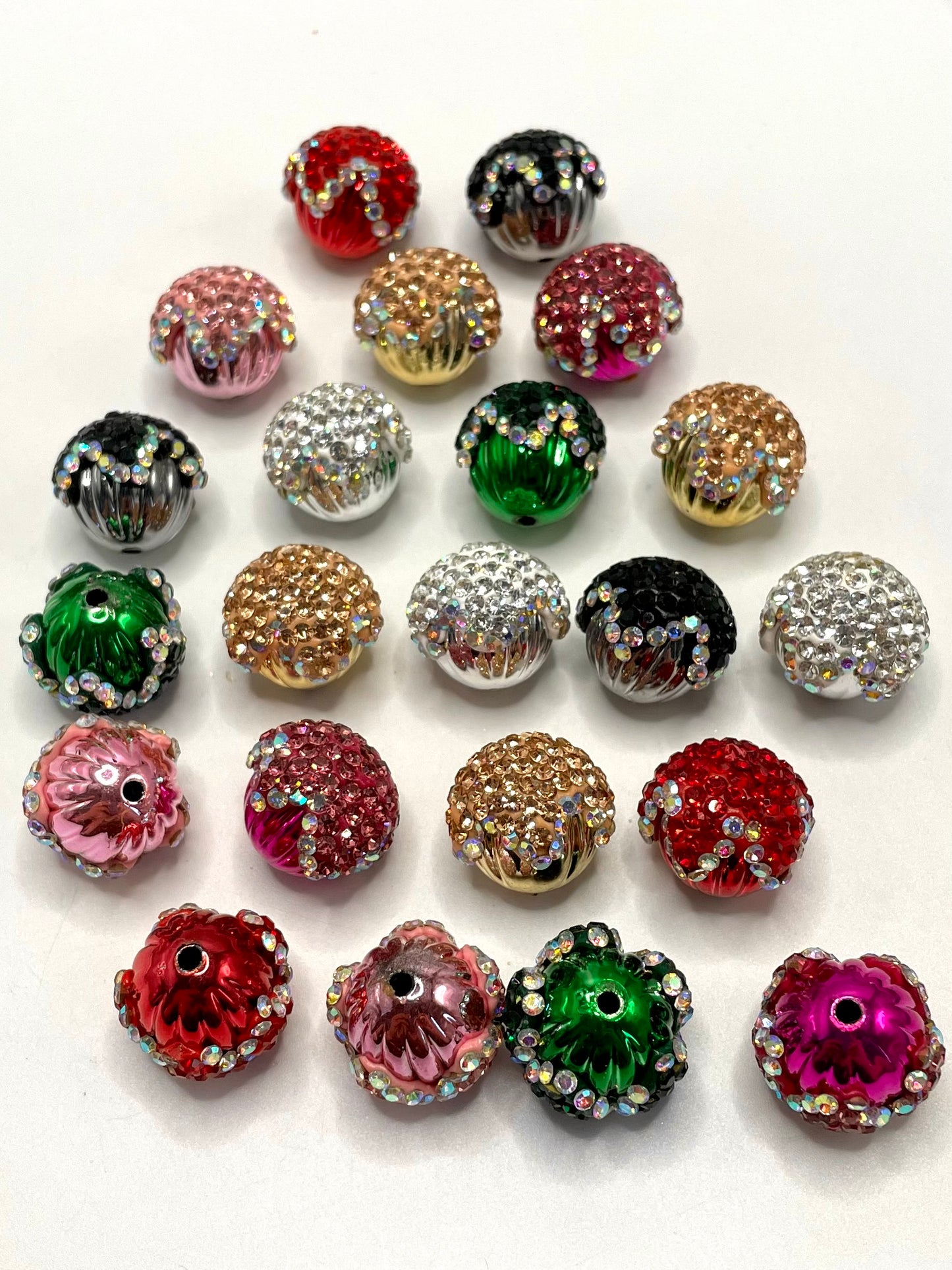 Pumpkin Bead AB Rhinestone Shiny Solid Drip Fancy  With Acrylic Acorn Beads,Random Mix,19mm