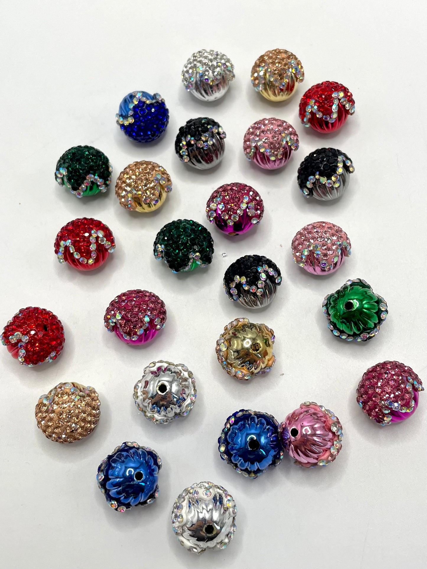 Pumpkin Bead AB Rhinestone Shiny Solid Drip Fancy  With Acrylic Acorn Beads,Random Mix,19mm