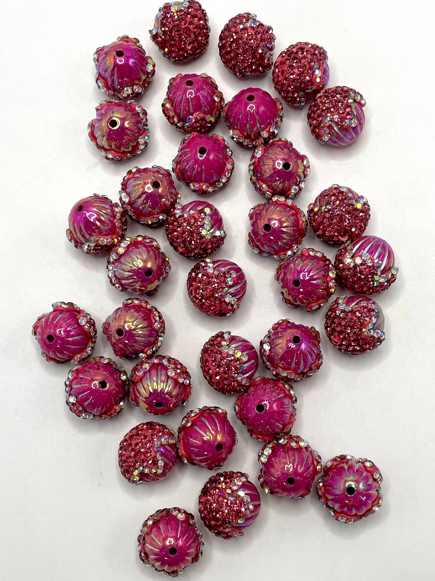 Fancy AB Rhinestone Colorful Pumpkin Drip Bead With Silver Line Acrylic Acorn Beads,Random Mix,19mm