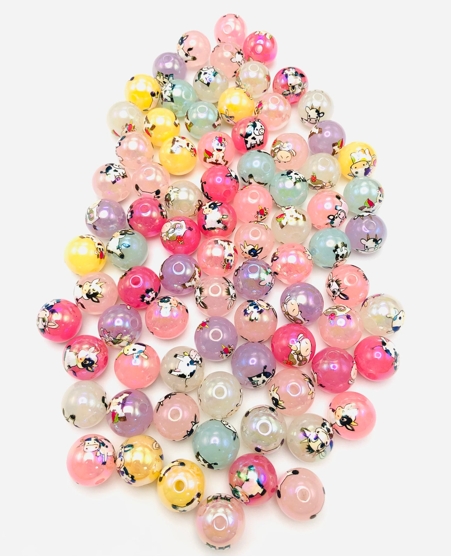 acrylic Cow bead Colorful cow beads Random Mix 16mm