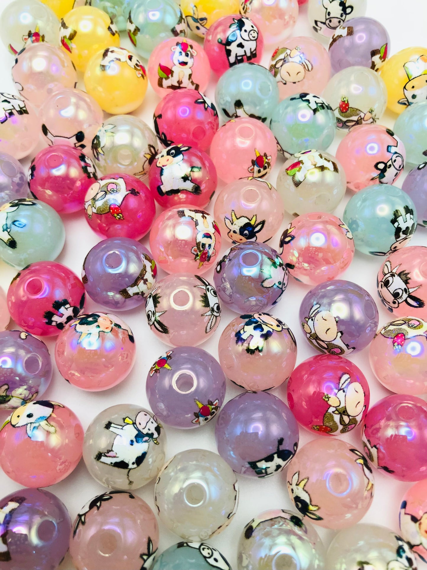 acrylic Cow bead Colorful cow beads Random Mix 16mm