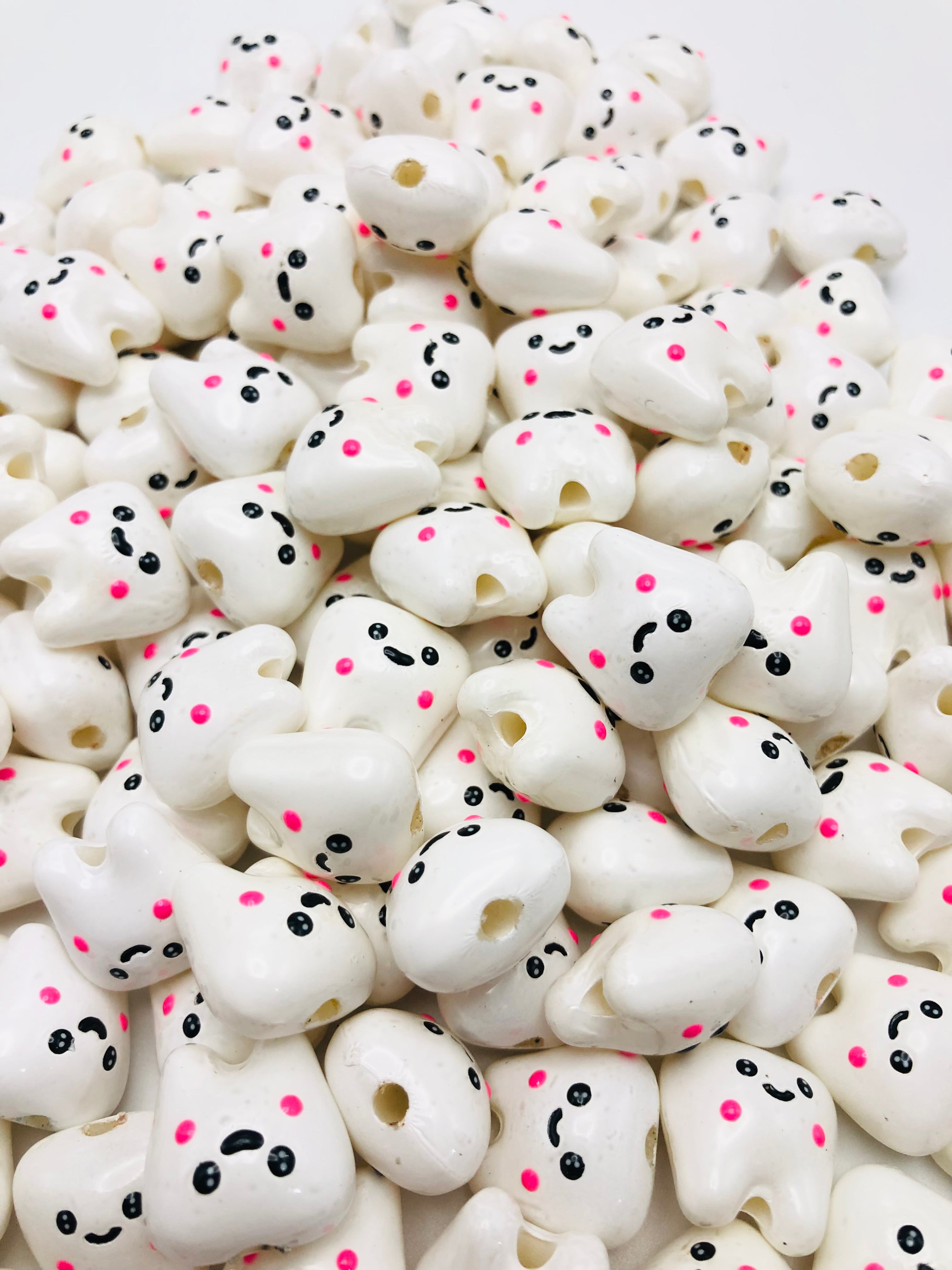 acrylic Pure white teeth Tooth bead Smile teeth Random Mix 16mm ...