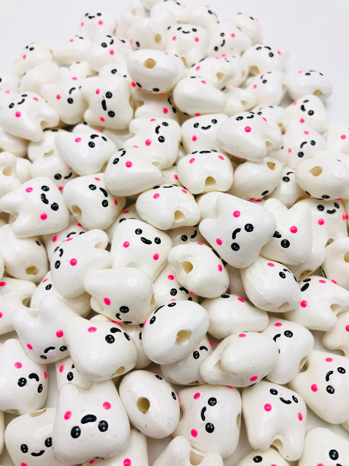 acrylic Pure white teeth Tooth bead Smile teeth Random Mix 16mm