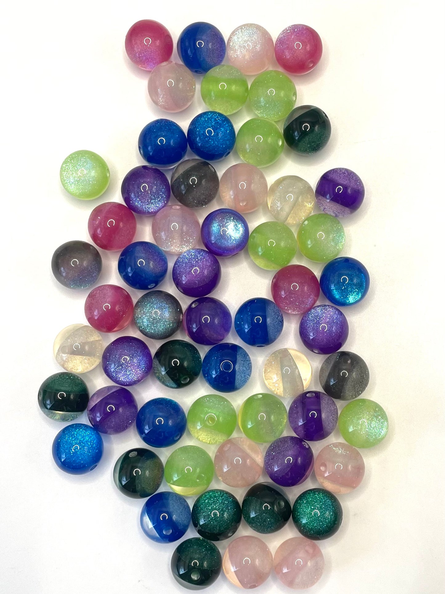 Glitter Cross-line multi-color Acrylic Round Beads,Random Mix,16mm