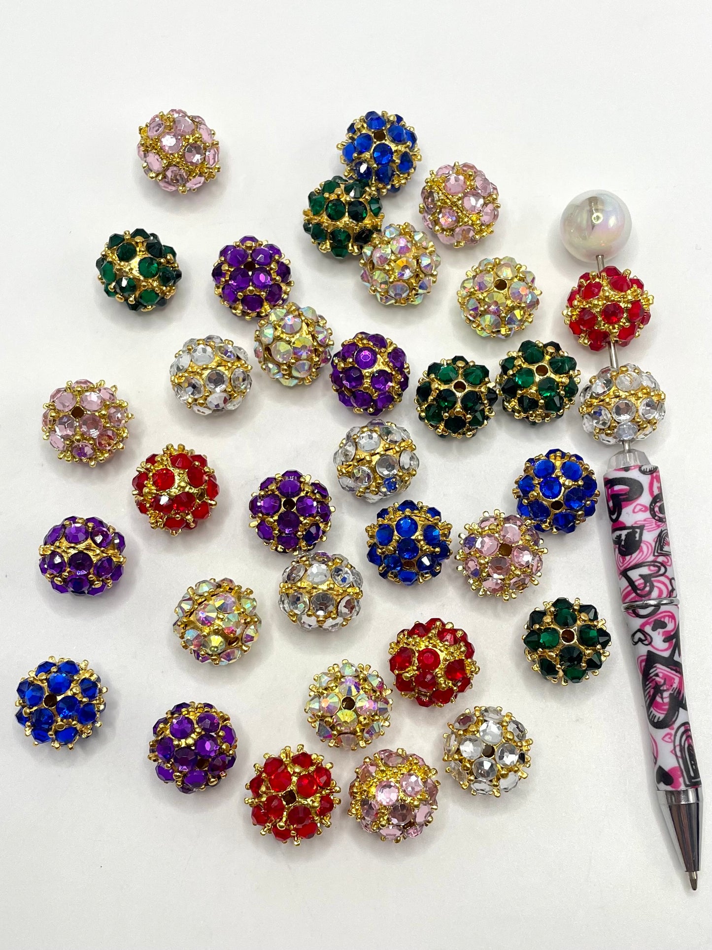 Alloy Bead Metal Silver & Gold Thorn Ball with Multicolor Rhinestones,Random Mix,18mm Fancy-66