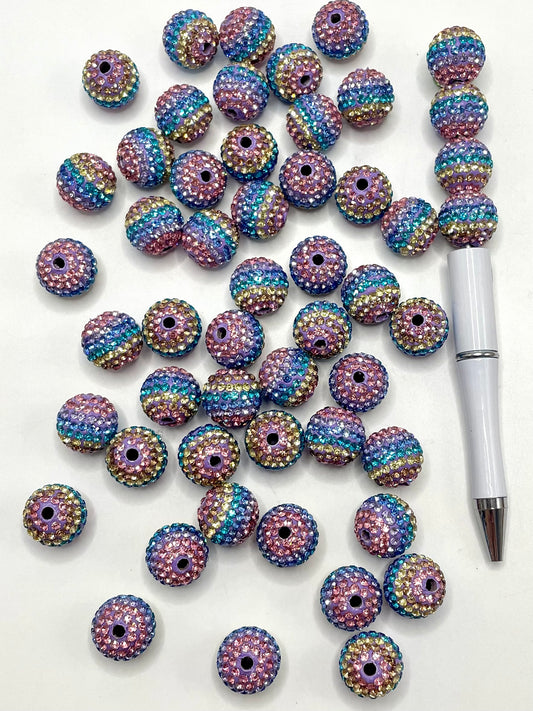 Pink Yellow Blue Ombre Clay Beads,16mm