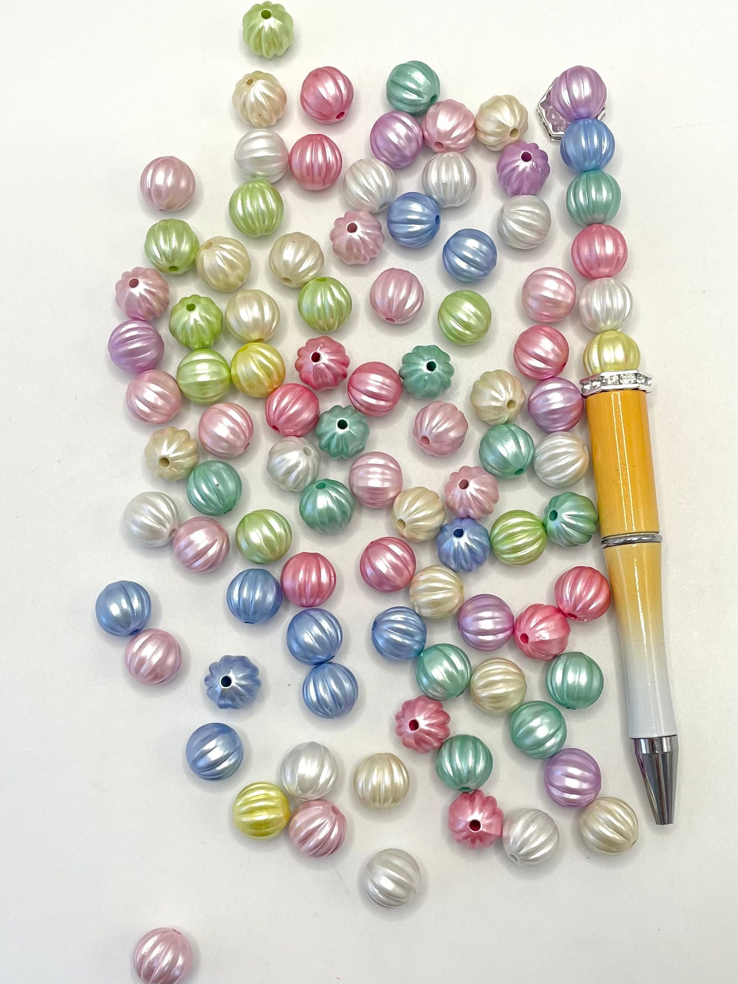 Glossy Multicolor acrylic pumpkin beads with UV,Random Mix,16mm & 10mm