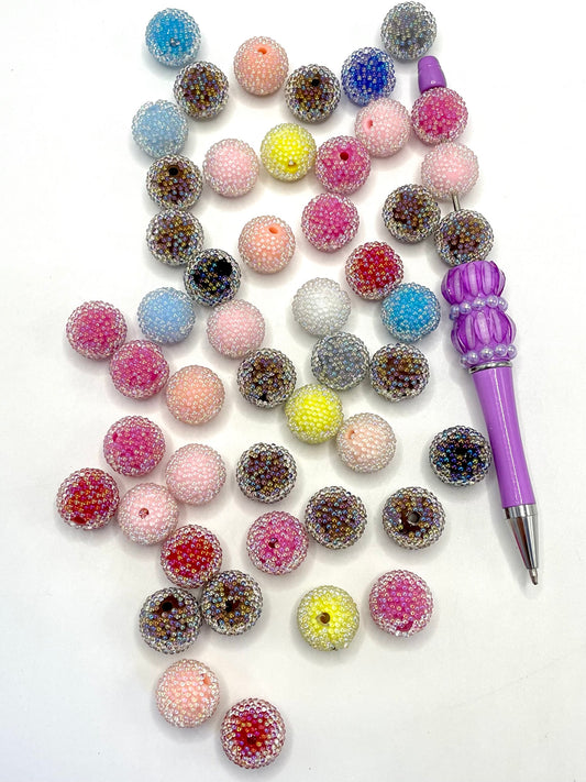 Bubble Bead with UV Acrylic Colorful Beads,Random Mix,20mm & 16mm