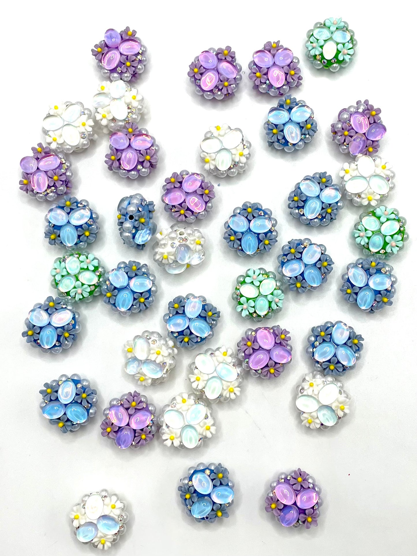 Fancy Crystal Bead Pearl Flower Daisy Multicolor Clay Beads,Random Mix,20mm Fancy-291