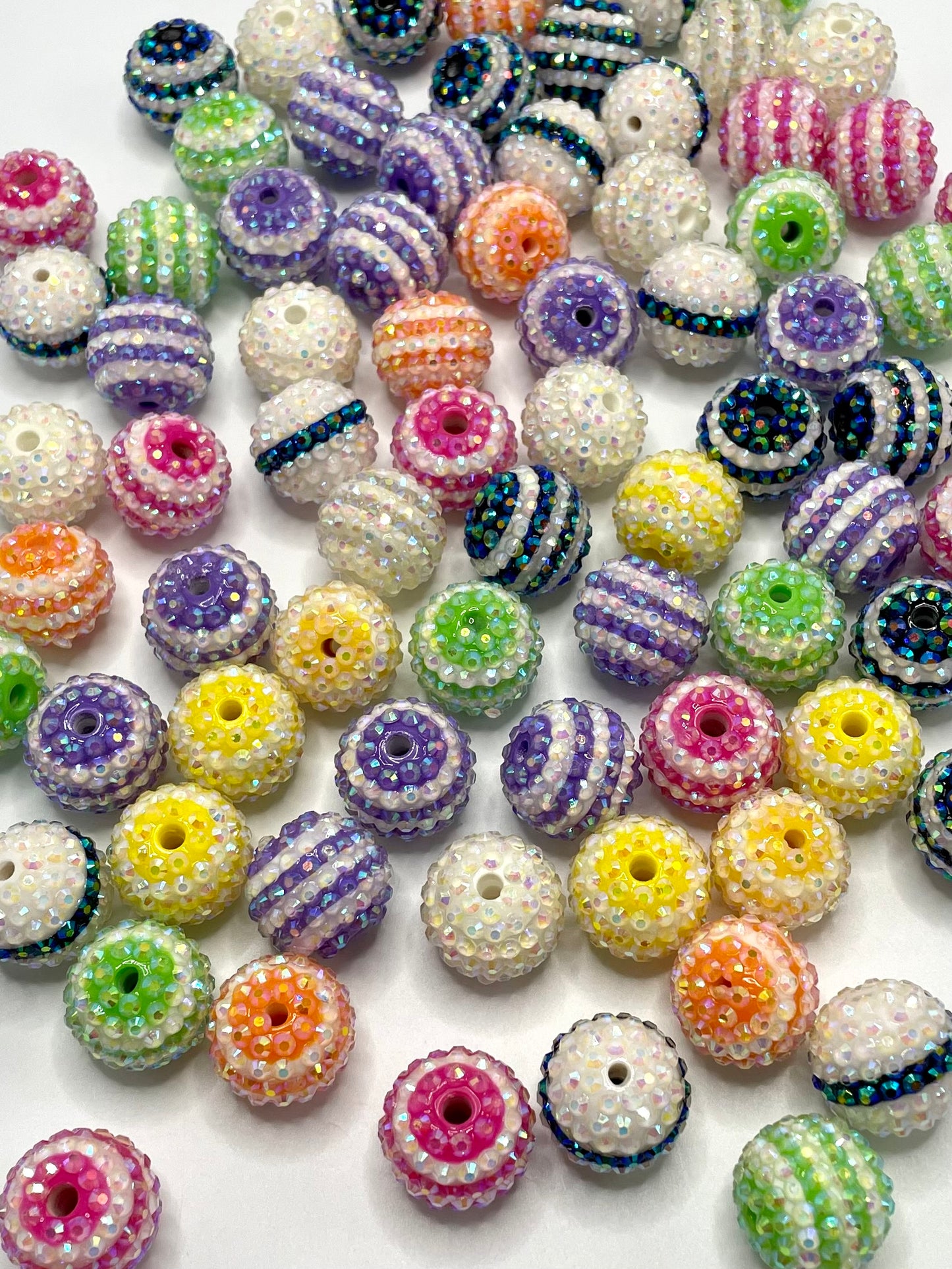 Rhinestone Acrylic Stripe Beads,Random Mix,20mm