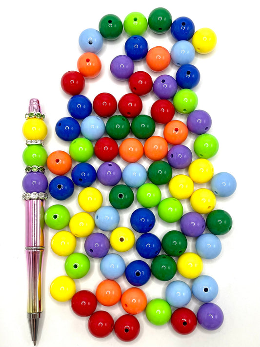 Glossy Shiny Colorful Acrylic Round Beads,Random Mix,15mm