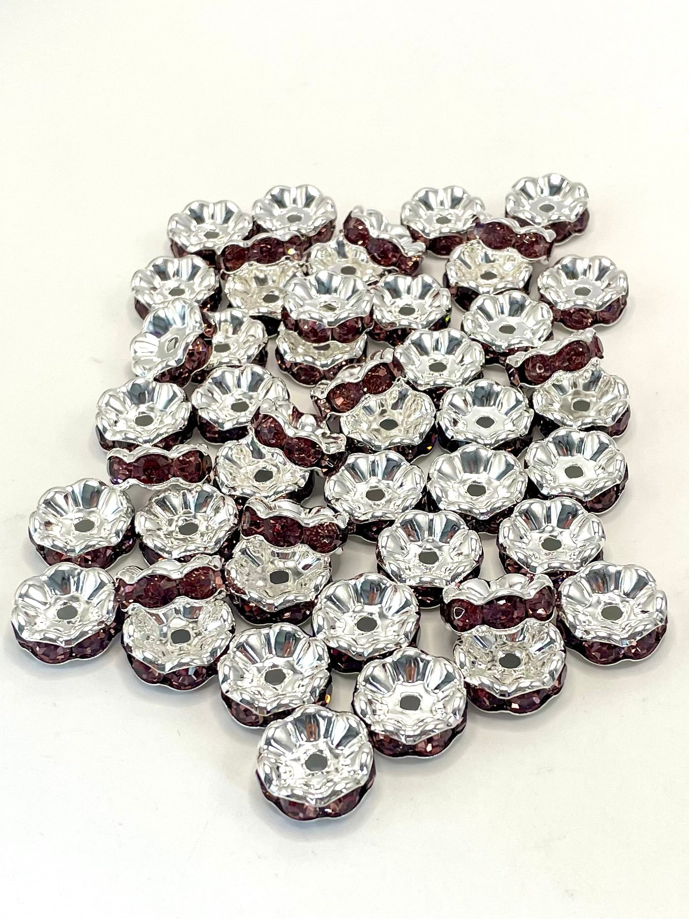 Silver & Gold Wavy Spacer Mix Color Silver Metal Wavy Spacer Beads And Multi-colored Rhinestones,20mm