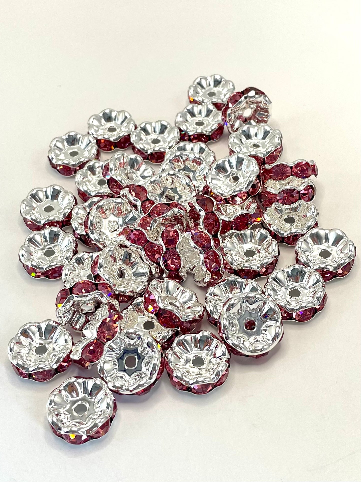 Silver & Gold Wavy Spacer Mix Color Silver Metal Wavy Spacer Beads And Multi-colored Rhinestones,20mm