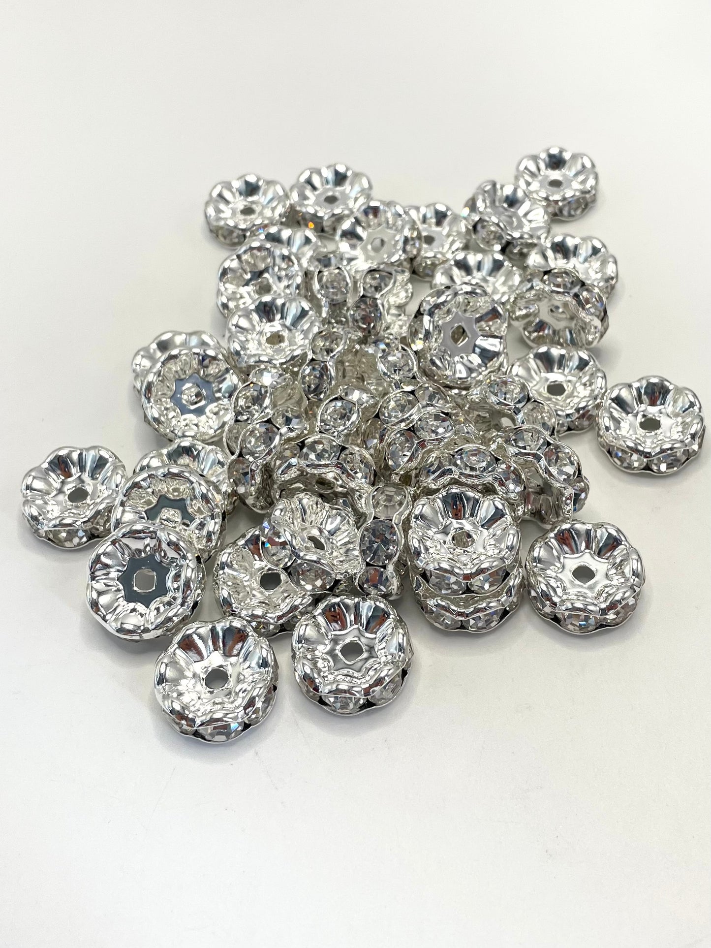 Silver & Gold Wavy Spacer Mix Color Silver Metal Wavy Spacer Beads And Multi-colored Rhinestones,20mm