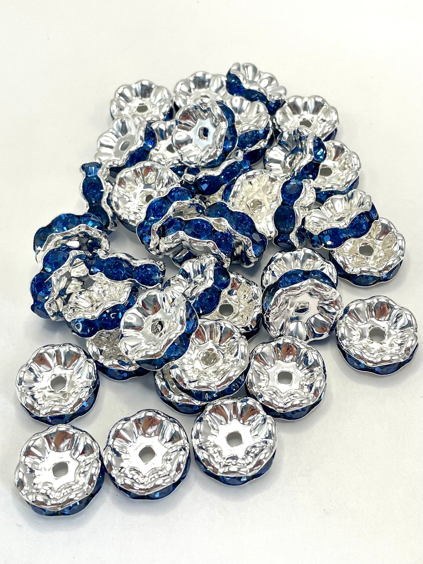 Silver & Gold Wavy Spacer Mix Color Silver Metal Wavy Spacer Beads And Multi-colored Rhinestones,20mm