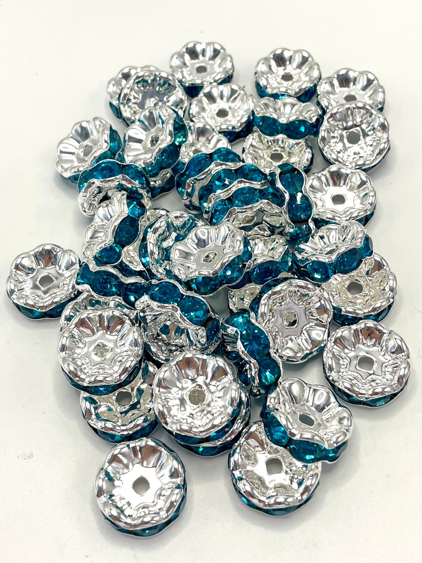 Silver & Gold Wavy Spacer Mix Color Silver Metal Wavy Spacer Beads And Multi-colored Rhinestones,20mm