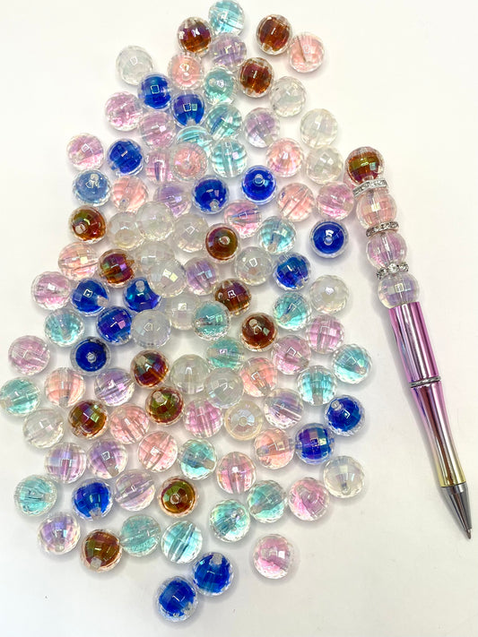 Double Clear Disco Light Ball Multicolour Acrylic Beads,Random Mix,16mm