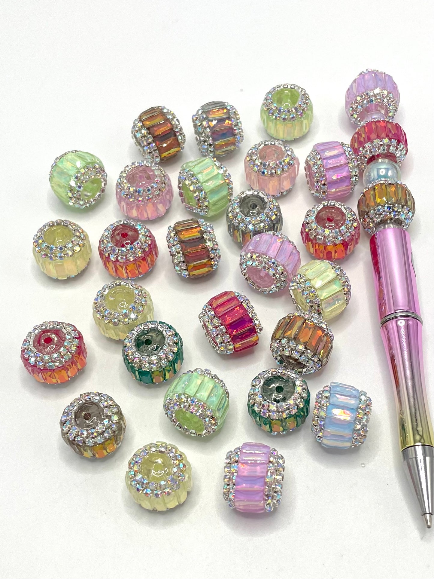 Rectangular Multicolor Crystal with Rhinestone Chain Acrylic Beads,Random Mix,16mm Fancy-23