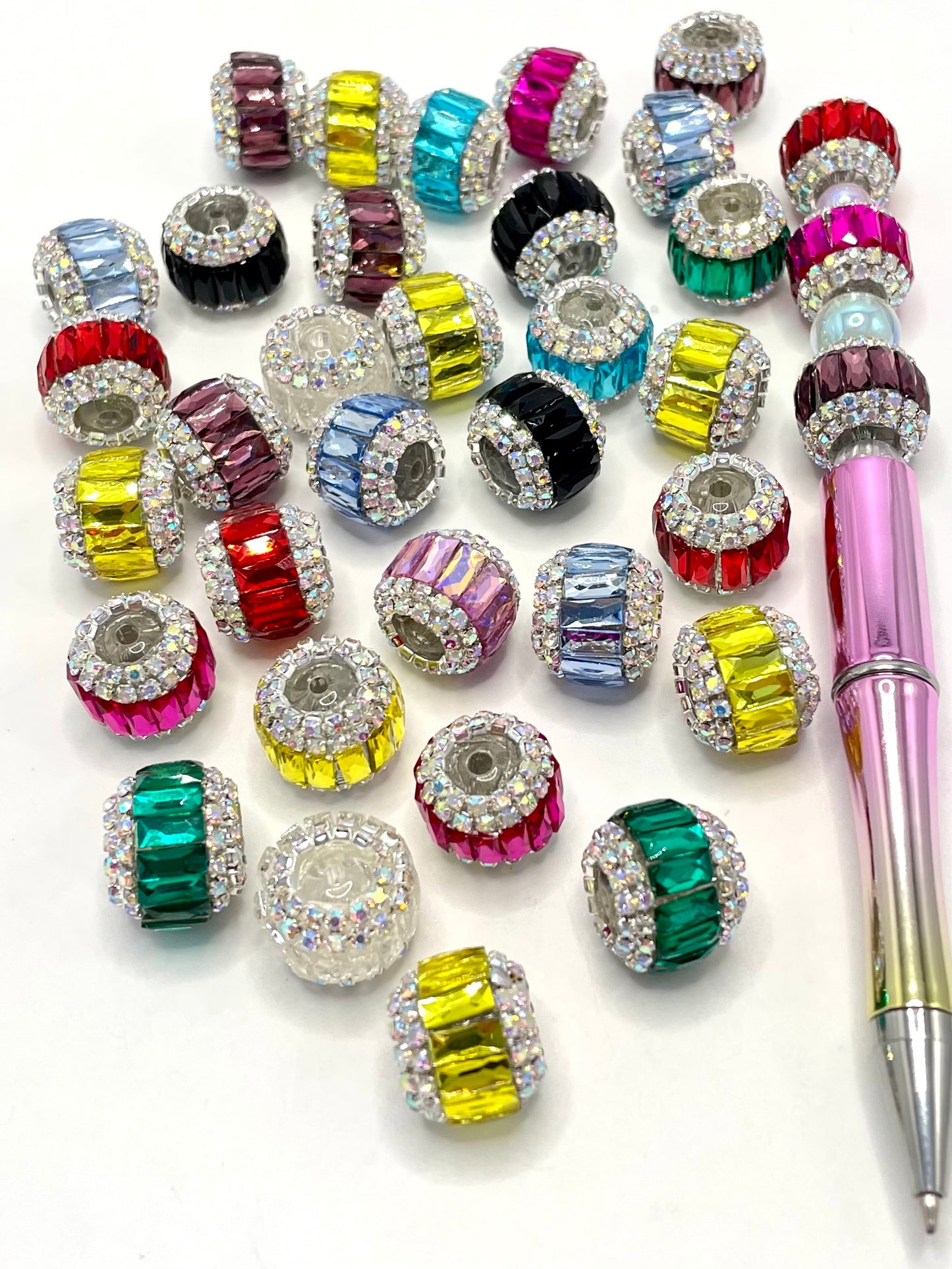 Rectangular Multicolor Crystal with Rhinestone Chain Acrylic Beads,Random Mix,16mm Fancy-23