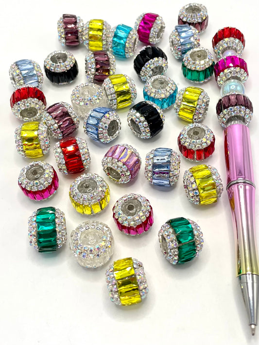 Rectangular Multicolor Crystal with Rhinestone Chain Acrylic Beads,Random Mix,16mm Fancy-23