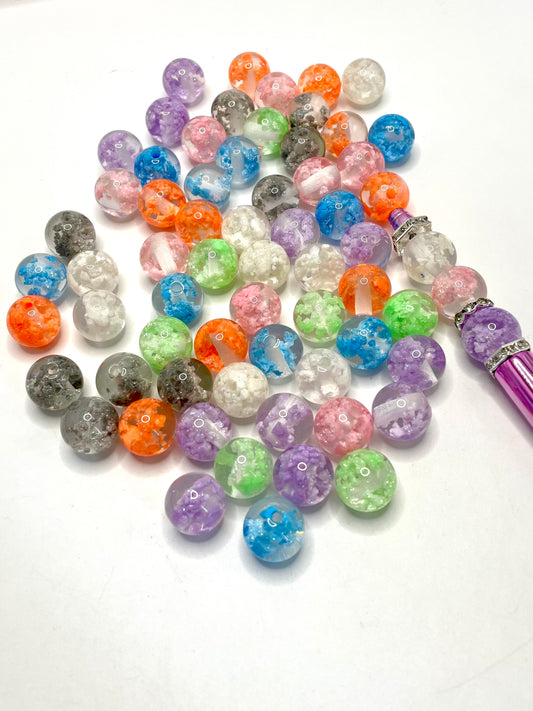 Glitter Clear Clouds Multicolour Acrylic Round Beads,Random Mix,16mm