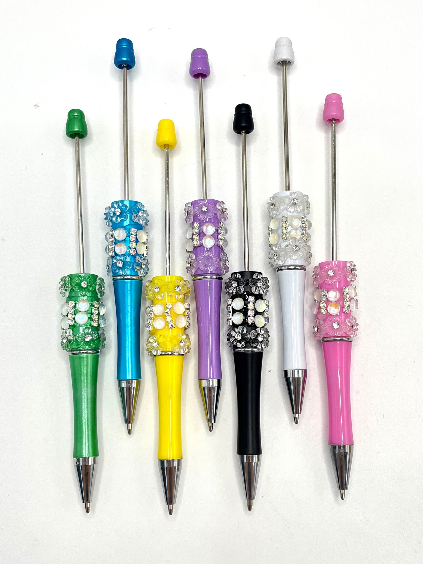 Half Round Cat Eye Crystal with  Rhinestones Chain Clear Flower Beadable Pen Series