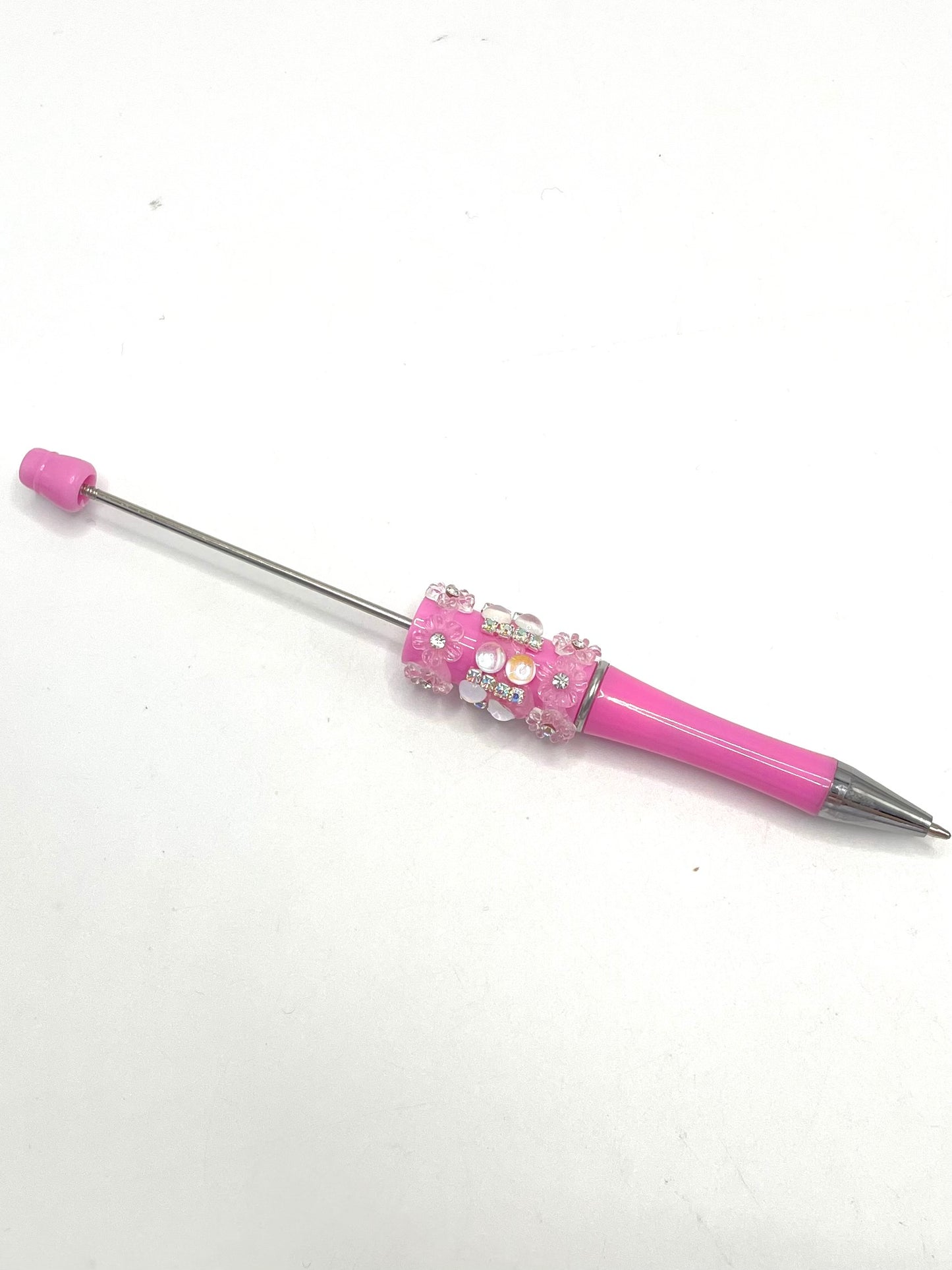 Half Round Cat Eye Crystal with  Rhinestones Chain Clear Flower Beadable Pen Series