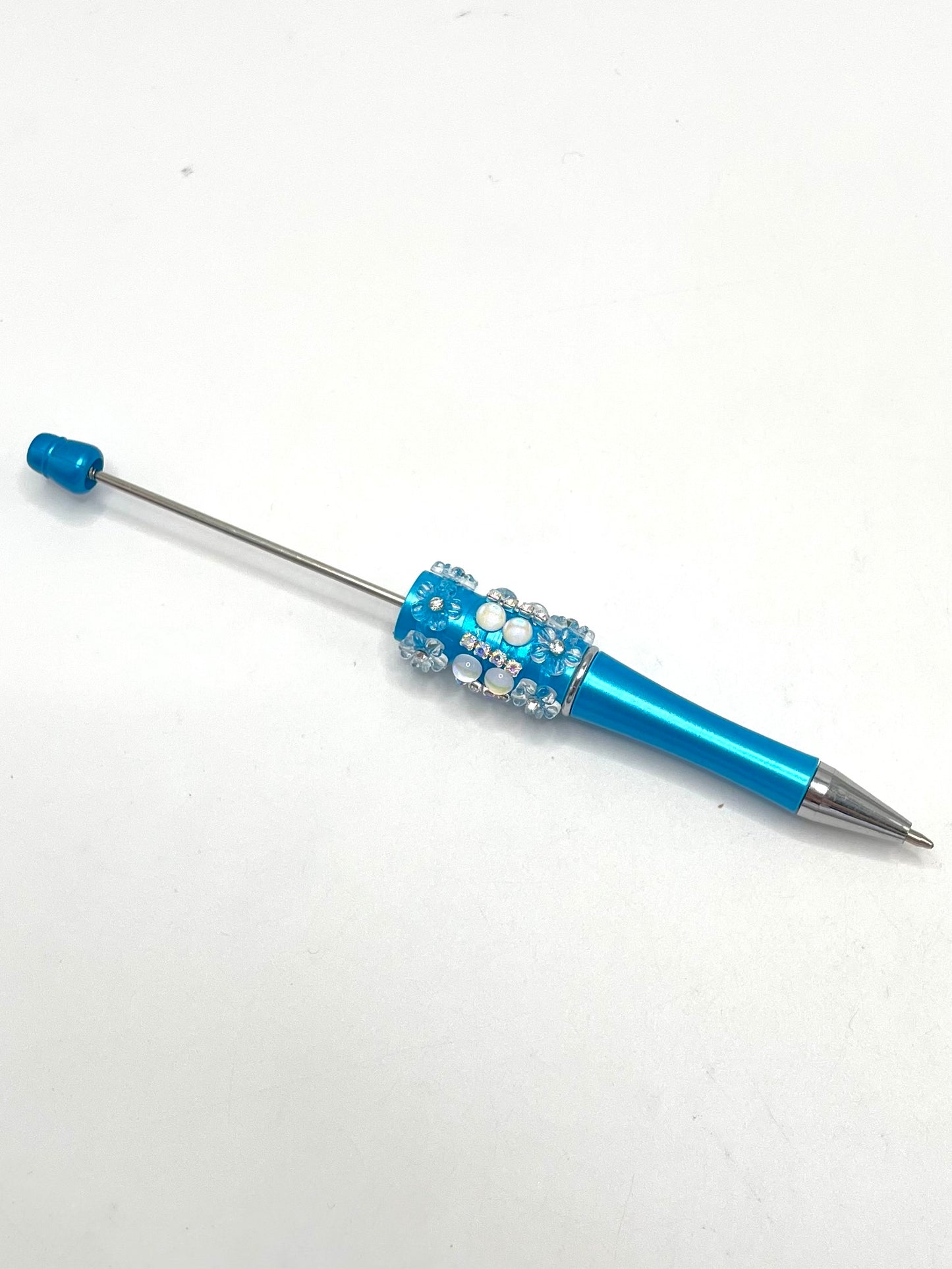 Half Round Cat Eye Crystal with  Rhinestones Chain Clear Flower Beadable Pen Series