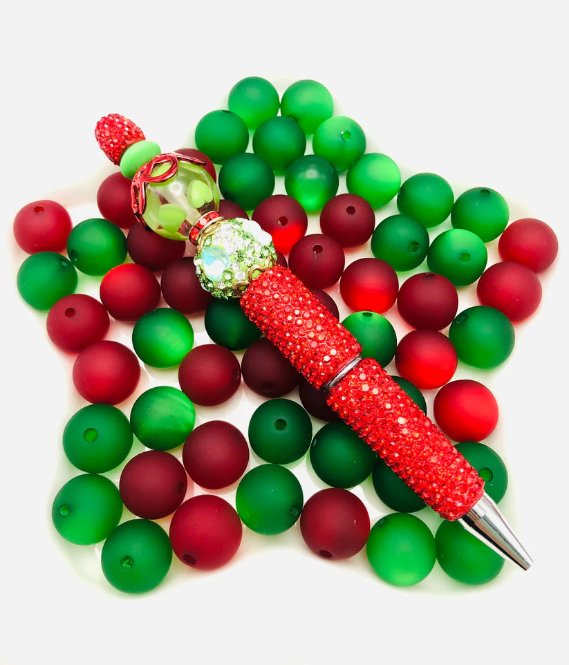 Christmas Frosted Cat Eyes  Multicolor Acrylic Circle Beads Random Mix,16mm