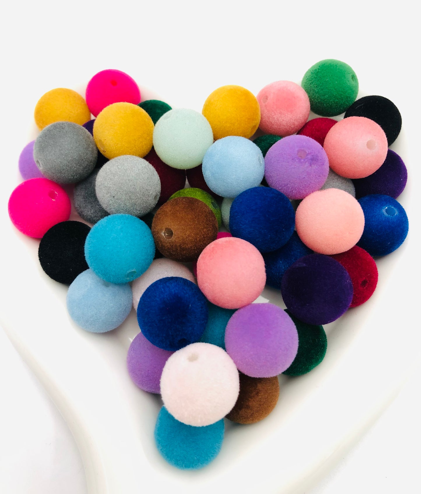 Flock bead flocking Colored flocked beads Fuzzy bead 16mm Random Mix