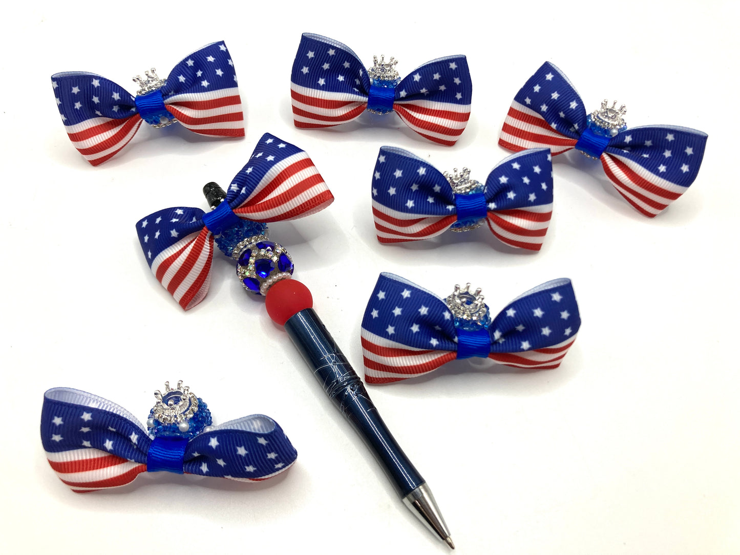 Flag beads Crown United States Sugar Pearl  Bubble Bows made of acrylic beads