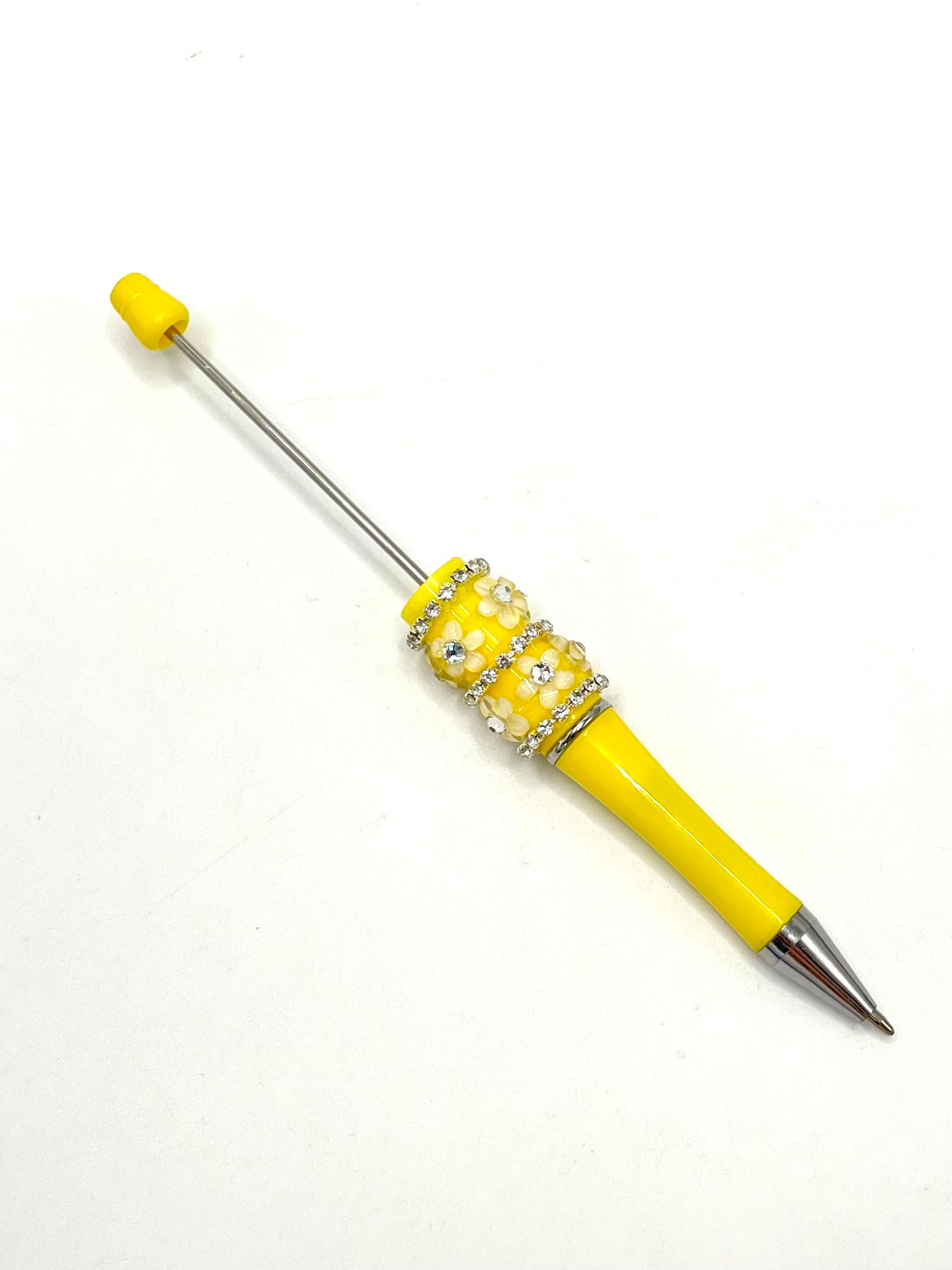 Double Multicolour Flower and Clear Rhinestones Chain Beadable Pen Series