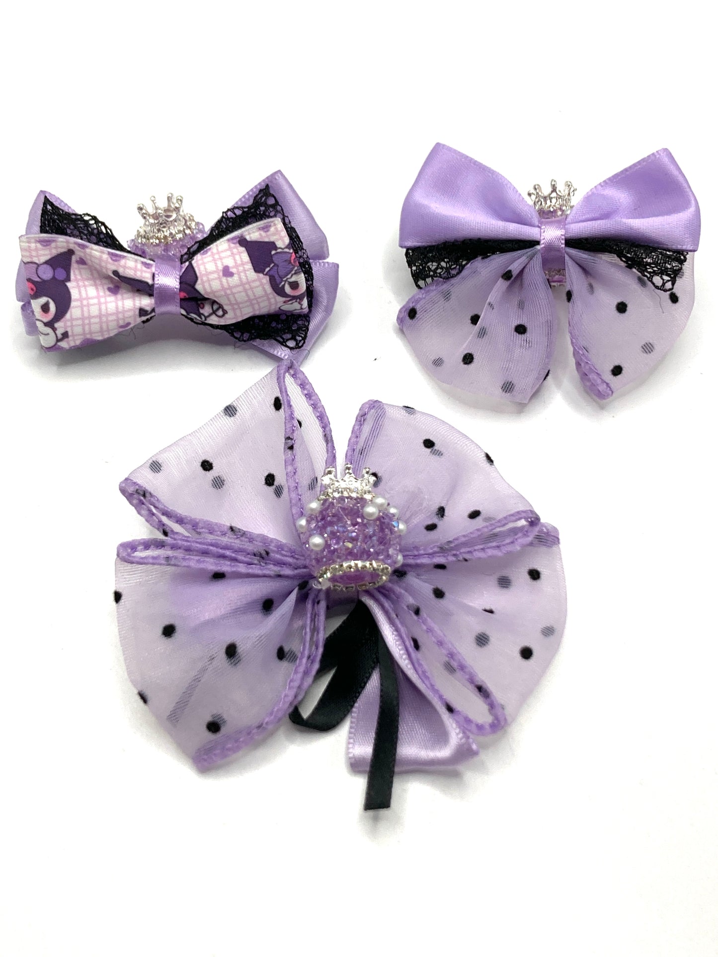 bow Lace bow Silk bow tie Striped purple bow Crown Sugar Chain