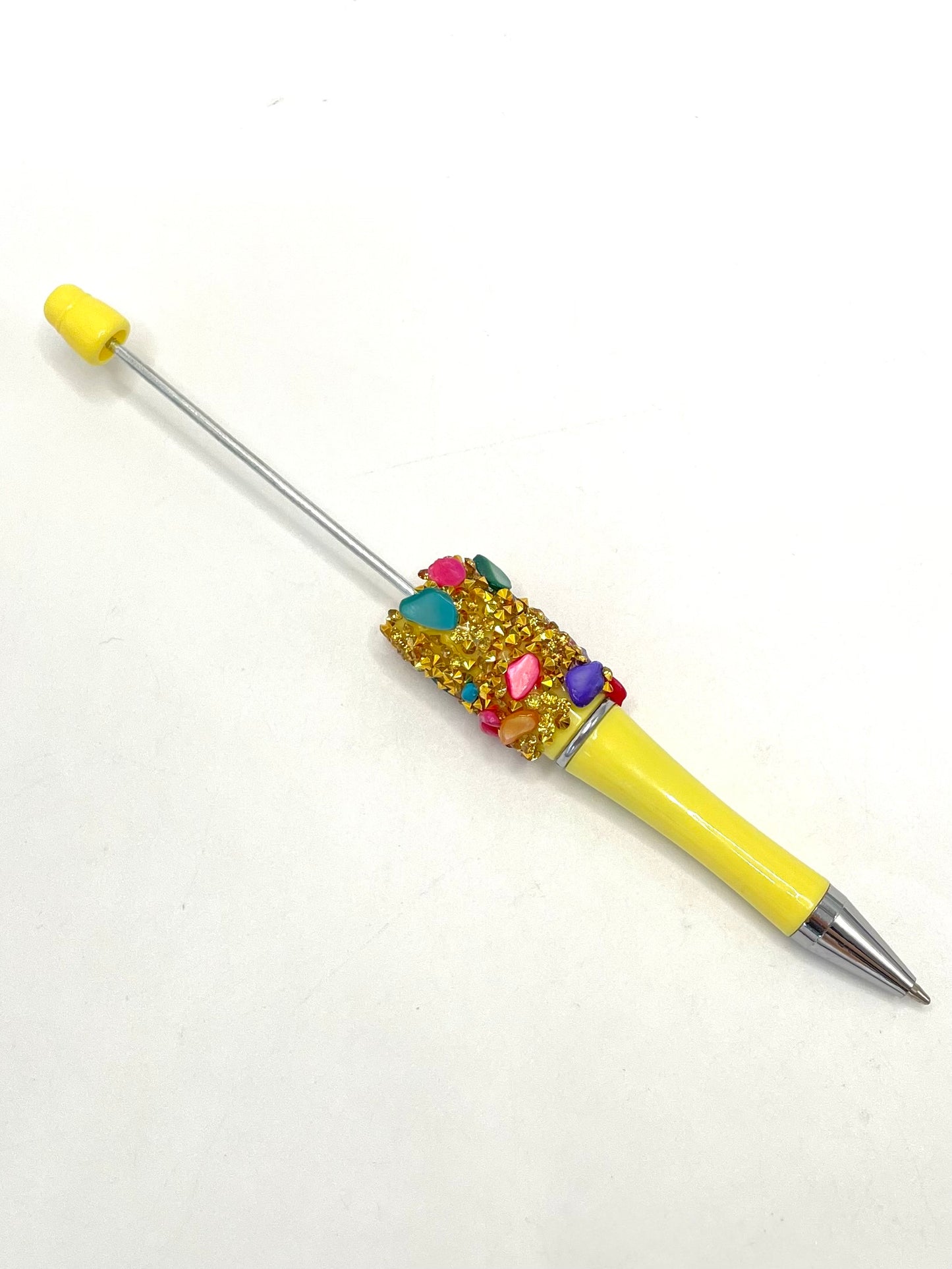 Pearl & Gold Silver Sugar Beads with Multicolor Crystal Chippings Beadable Pen Series