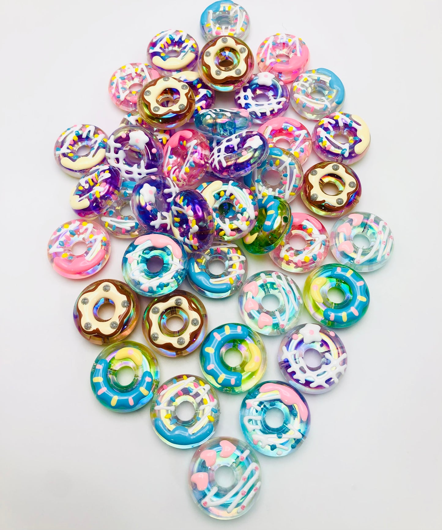 acrylic Doughnut bead multi-style Hand-painted bead Random Mix 29mm