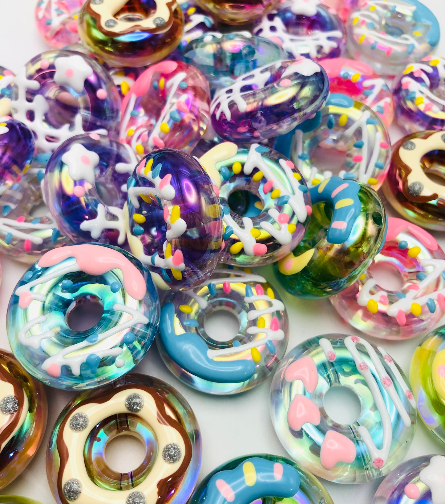 acrylic Doughnut bead multi-style Hand-painted bead Random Mix 29mm