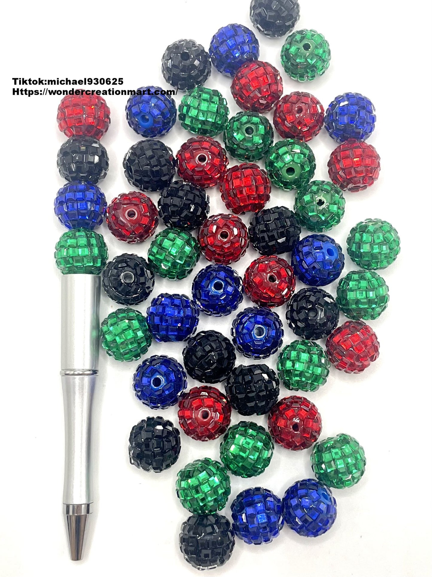 Disco Ball Beads Sparkling Crystal Rhinestones Beads,Random Mix,16mm (Optional Color)