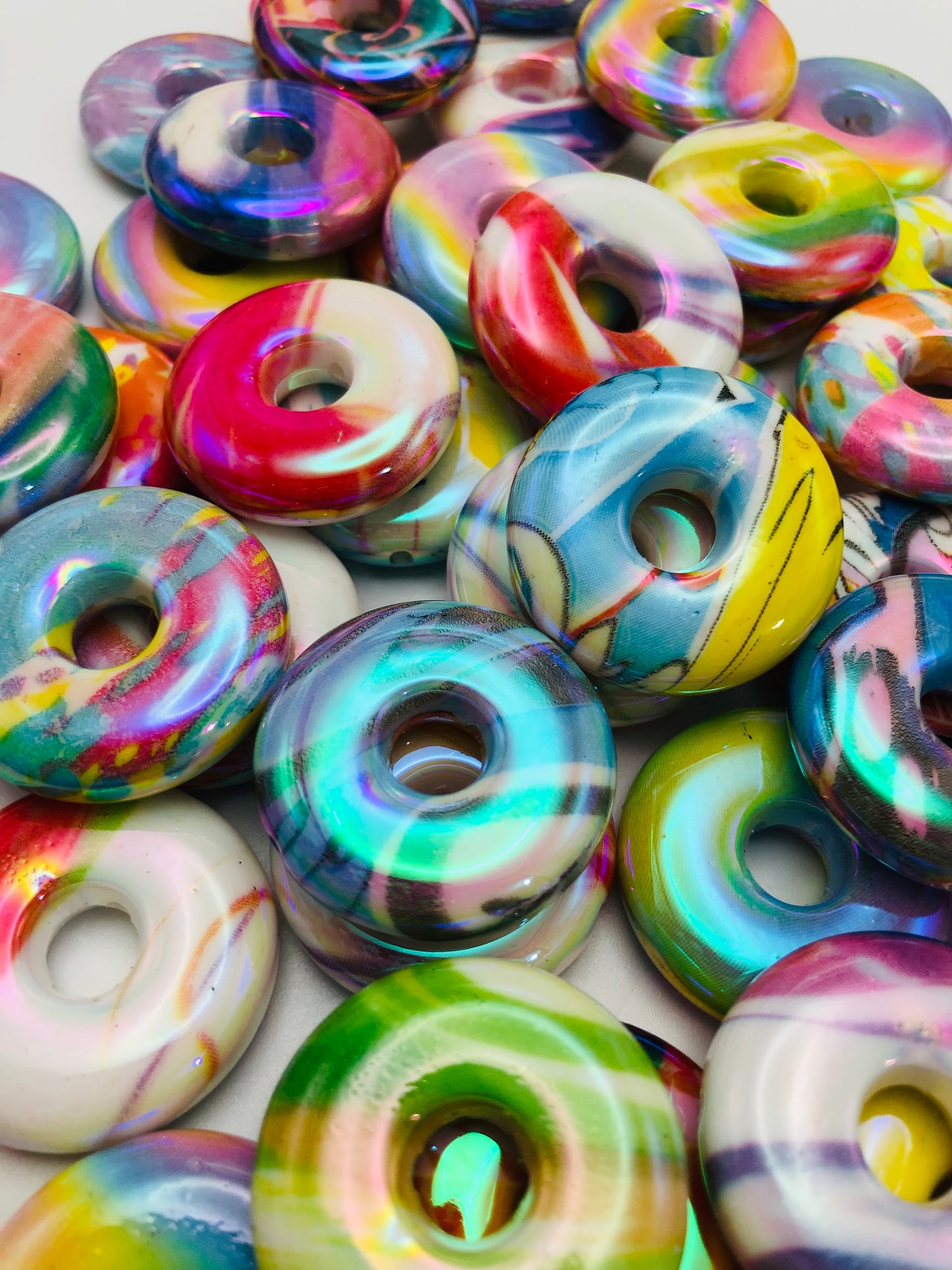 acrylic Colorful doughnut Oil painting donut Random Mix 27mm