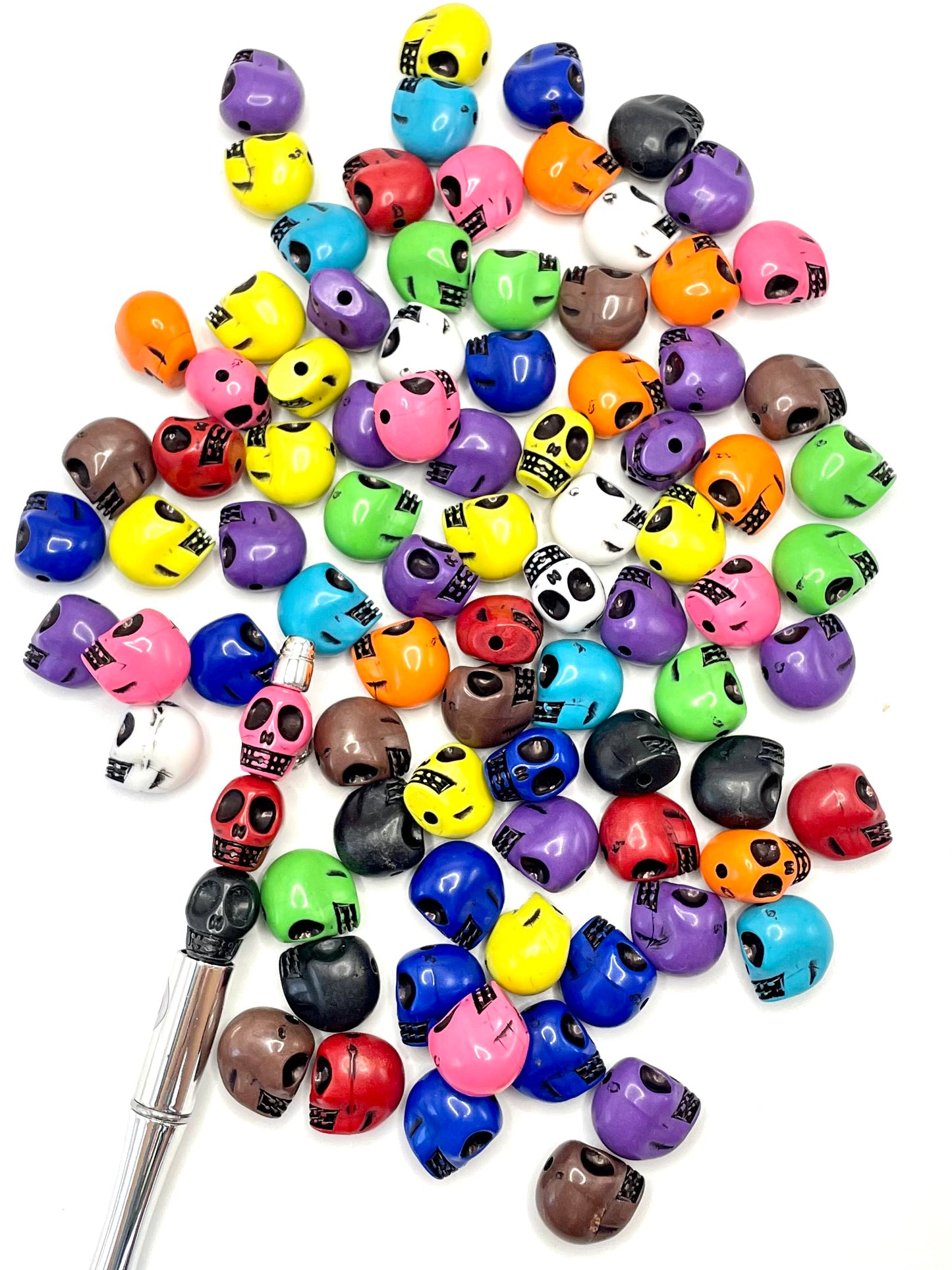 Halloween series Skull Colorful Acrylic Beads,Random Mix,18mm