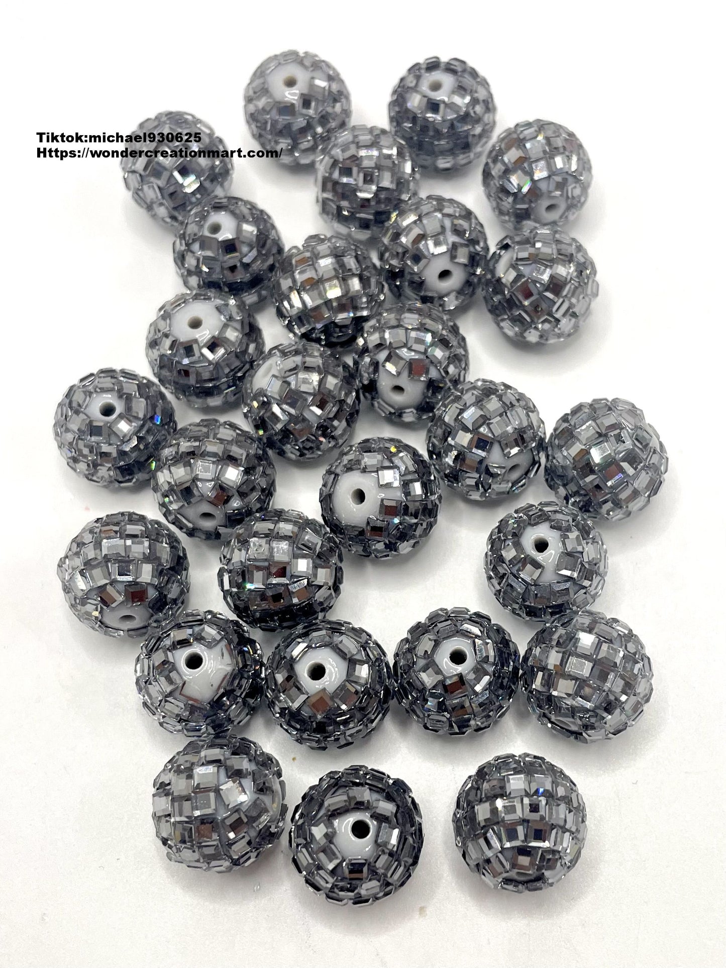 Disco Ball Beads Sparkling Crystal Rhinestones Beads,Random Mix,16mm (Optional Color)