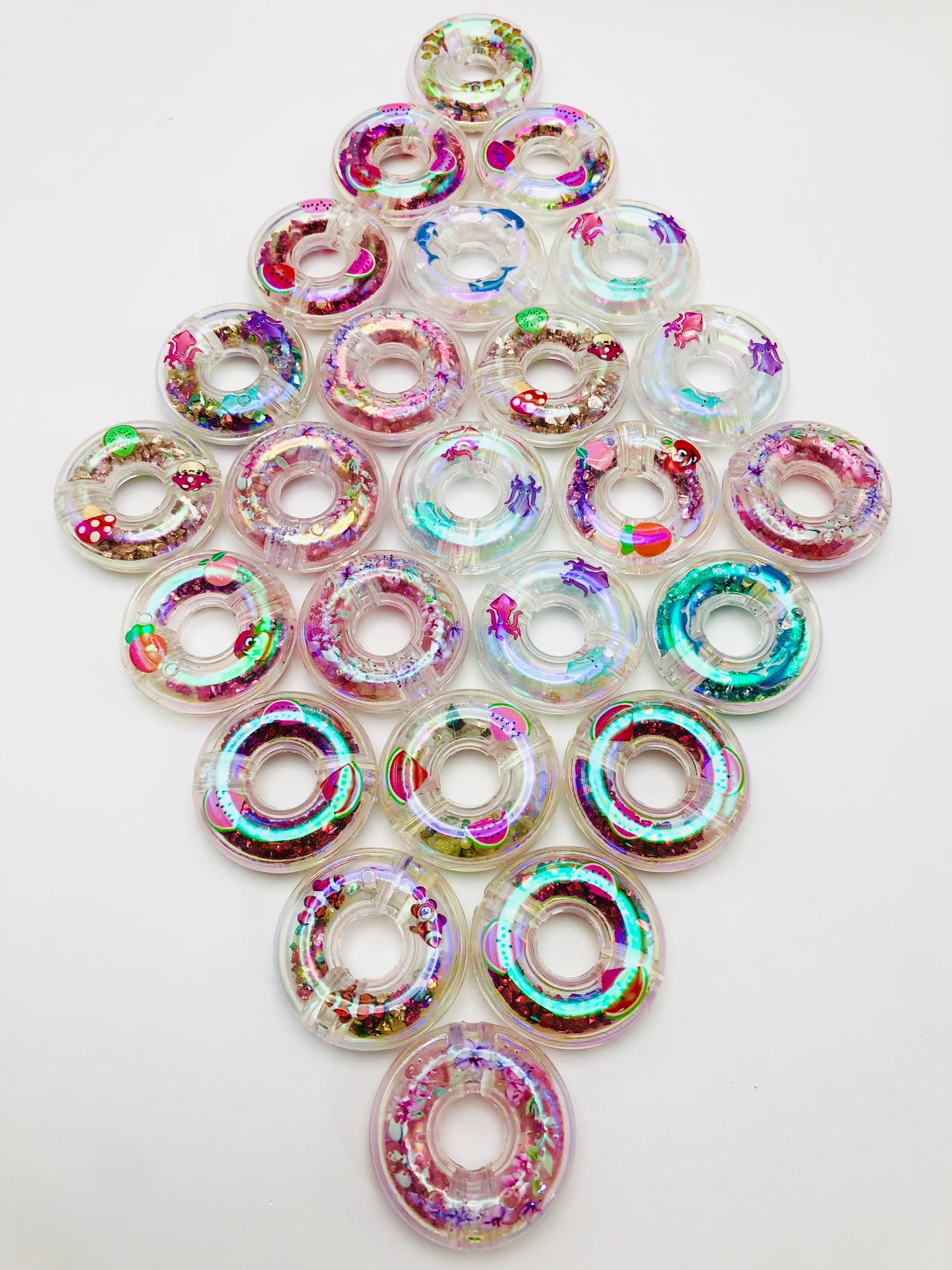 acrylic Transparent swimming ring Colorful glitter Color grain Swimming ring Random Mix 32mm