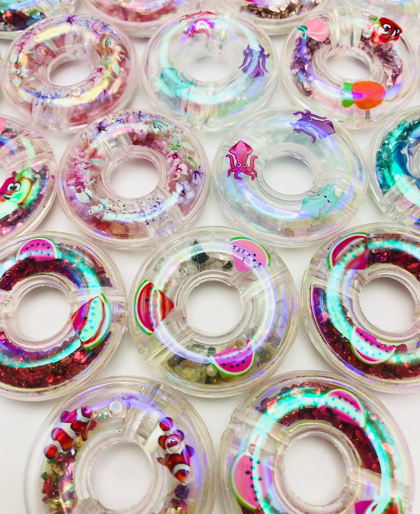 acrylic Transparent swimming ring Colorful glitter Color grain Swimming ring Random Mix 32mm