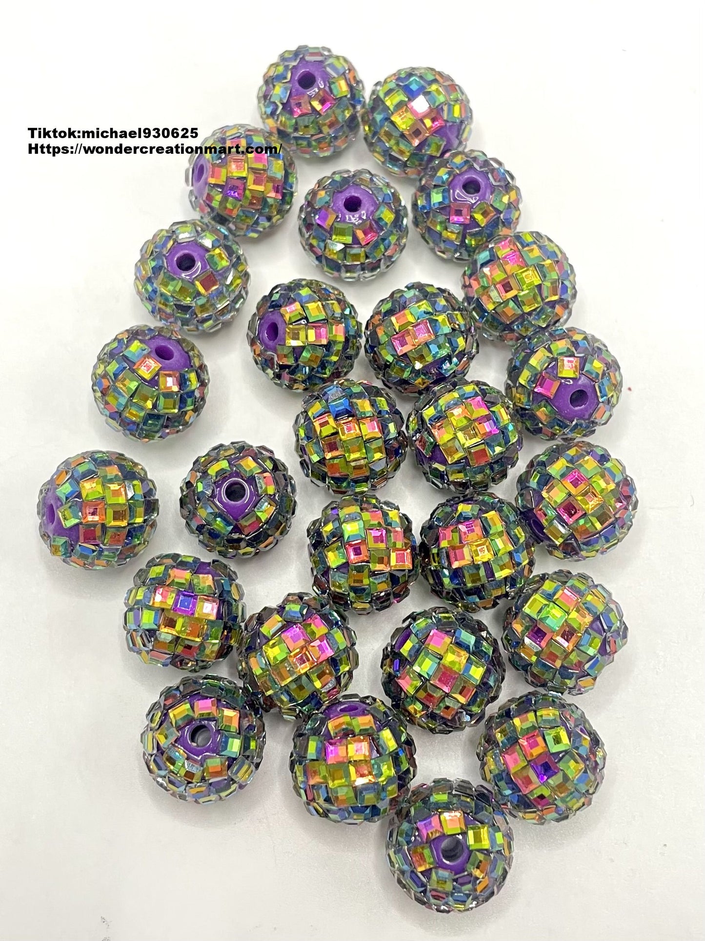 Disco Ball Beads Sparkling Crystal Rhinestones Beads,Random Mix,16mm (Optional Color)