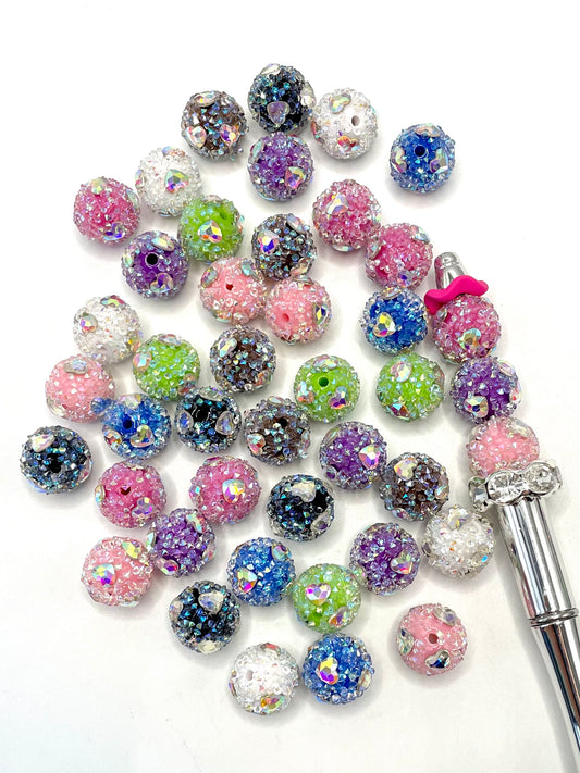 Heart & Butterfly AB Color Crystal with Clear Rhinestones Acrylic Sugar Beads,Random Mix,17mm