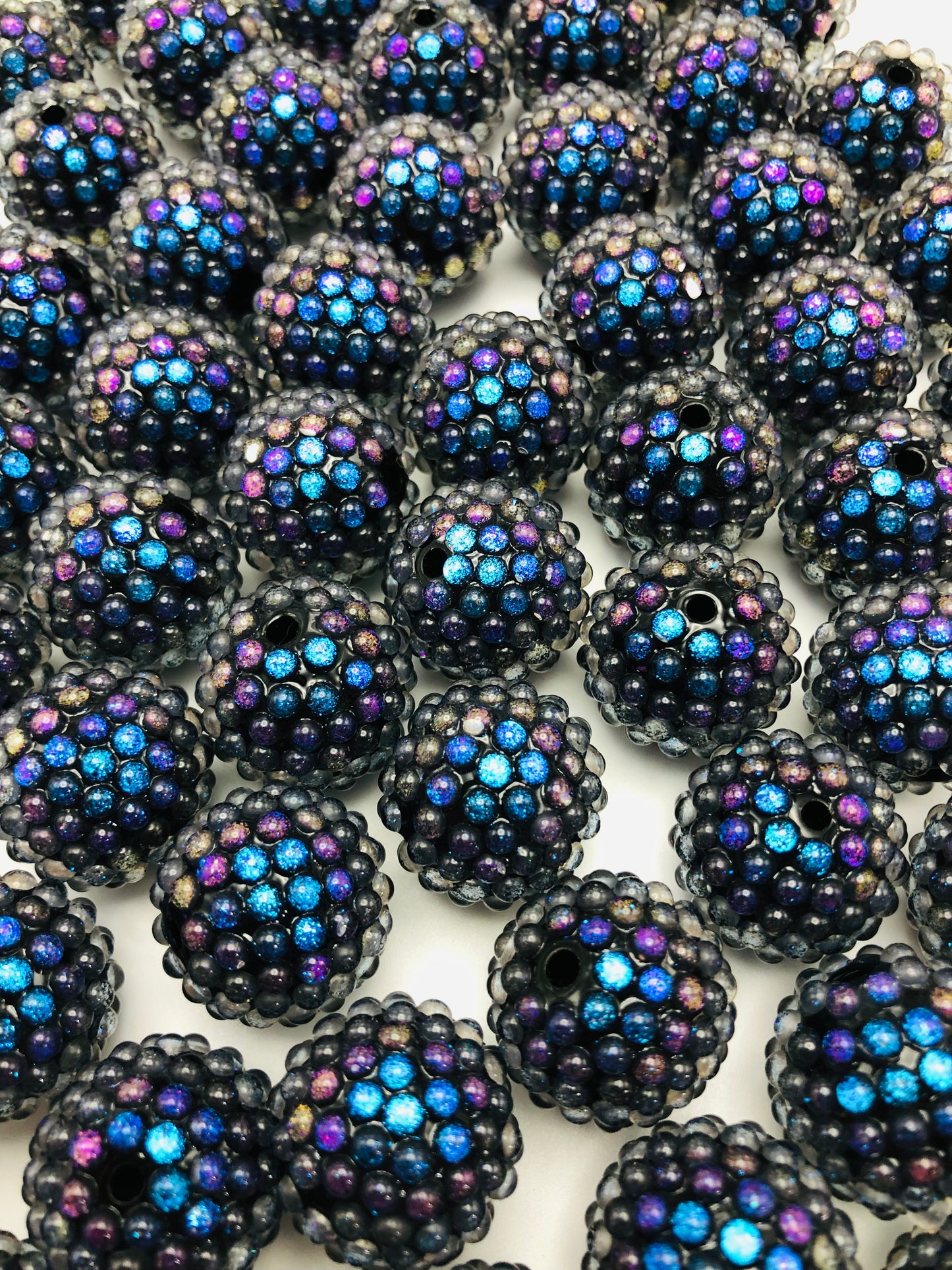 Rhinestone jelly bead UV Dark blue drill ball Random Mix 20mm