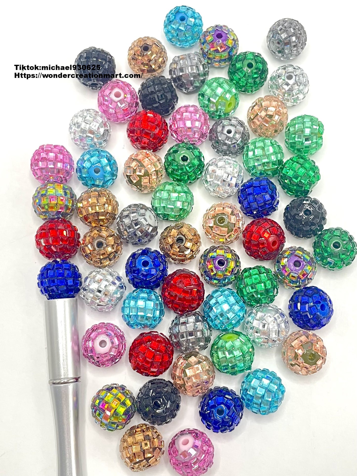 Disco Ball Beads Sparkling Crystal Rhinestones Beads,Random Mix,16mm (Optional Color)