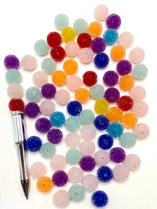 Colorful Solid Clear Acrylic Sugar Beads,Random Mix，16mm & 12mm & 10mm